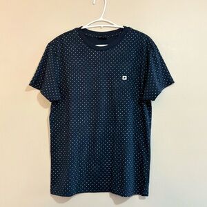 Penshoppe Navy Blue Slim-Fit T-Shirt w White Print – Size Large Like New